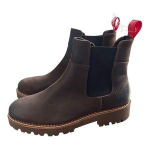 Pajar Dark Brown Chelsea Boots with Red Pull Tabs